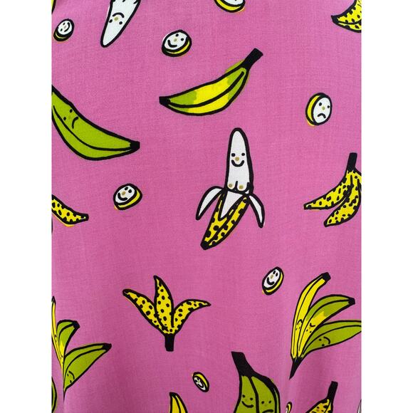 Nooworks Boobie Banana Pink Shirt Dress Shortsleeve Button up 3XL Plus size NWT - Picture 8 of 11